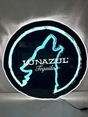 AWESOME LUNAZUL TEQUILA LIGHT UP LED SIGN MAN CAVE BAR BRIGHT WOLF HOWLING