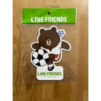 在飛比找蝦皮購物優惠-[出清。新品]LINE FRIENDS 造型貼紙-熊大踢足球