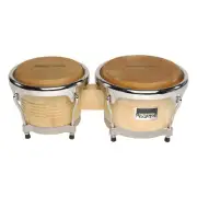 New Drumfire 7.5" & 8.5" Bongo Drum Set Wood Hand Percussion (Natural Gloss)