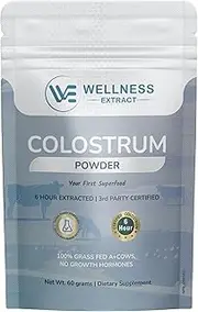 Wellness Extract Bovine Colostrum Powder Rich in Protein & Lactoferrin- The True Supplement for Immune Support, Gut Health - 60g