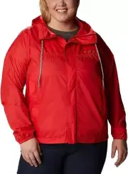 Columbia Women's Flash Challenger Windbreaker PLUS SIZE RED HIBISCUS 2X JACKET
