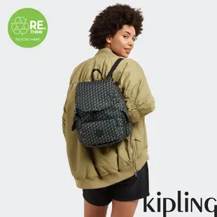 『猴子包』Kipling 立體K字母撞粉色拉鍊掀蓋後背包-CITY PACK S