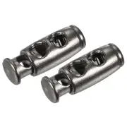 Plastic Cord Lock (0.2")20pcs, Dual Holes Spring Loaded Cord Lock Stopper Grey