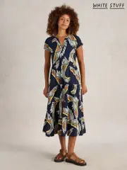White Stuff Blue 100% Cotton Tabitha Jersey Midi Dress (F97380) | $159