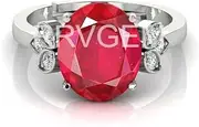 [RRVGEM] Natural Ruby RING 7.25 Ratti / 7.00 Carat Certified Handcrafted Finger Ring With Beautifull Stone manik RING Silver Plated for Men and Women, Silver, Ruby