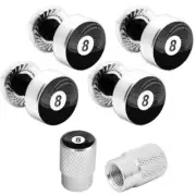 Motorcycle Polished Aluminum License Frame Tag Bolts + Valve Caps - 8 Ball