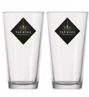 TAP KING 2 x Conical Pint Beer Glasses 585ml + MAN CAVE HOME BREW CRAFT BEER