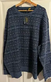 New Polo Ralph Lauren Mens 5XB Sweater 100% Wool Blue Crewneck Long Pullover