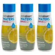 3x SodaStream Zeros Lemonade 440ml/Sparkling Soda Water Syrup Mix - Low Sugar