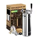 NutriChef Pressurized Growler Tap System, 128oz Stainless Steel Mini Keg Disp...