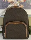 MICHAEL KORS JAYCEE LARGE ZIP POCKET BACKPACK TRAVEL BAG TOTE MK BROWN LOGO