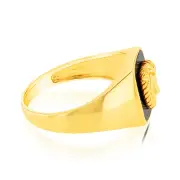 9ct Yellow Gold 0.77Ct Agate Lion Gents Ring, T