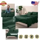 Forest Green King Flannel Sheet Set with Deep Pockets - Perfect for Winter