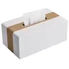 1X(PU Leather Tissue Box Covers for Home/Office/Car Decoration White H8N8)2190