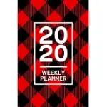 2020 WEEKLY PLANNER: RED BLACK PLAID TARTAN 52 WEEK JOURNAL 6 X 9 INCHES, ORGANIZER CALENDAR SCHEDULE APPOINTMENT AGENDA NOTEBOOK