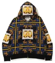 A Bathing Ape Bape Double Ape Head Relaxed Full Zip Hoodie Black Gold 2XL XXL