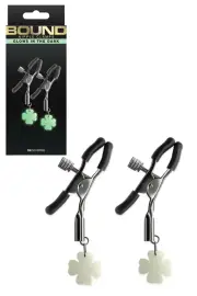 nsnovelties Bound Glow In The Dark Shamrock Nipple Clamps