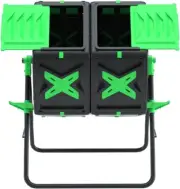 SQUEEZE master Large Dual Chamber Compost Bin Tumbler Outdoor Garden- Green