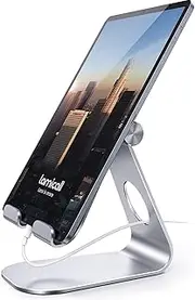 Tablet Stand Adjustable, Lamicall Tablet Stand : Desktop Stand Holder Dock Compatible with New iPad 2017 Pro 9.7, 10.5, Air Mini 2 3 4, Kindle, Phone, Accessories, Tab, E-Reader (4-13 inch) - Silver