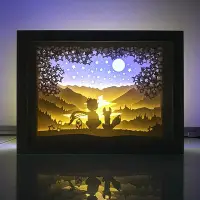 在飛比找Yahoo!奇摩拍賣優惠-光影紙雕燈小王子玫瑰狐貍 立體紙刻燈3D剪影燈箱手工DIY材