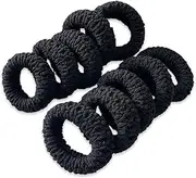 Pack of 10 Thick Cotton Hair Elastics, Stylish Braided Hair Scrunchies with Strong Hold, Braid Elastics No Kinks, Non-Slip Hair Rubber Bands, Women's Hair Accessories in Black