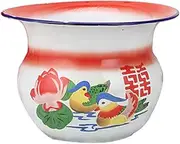 1pc Spittoon Chamber Pot Enamel Potty Portable Urinals Pee Bucket Urinal Cup Portable Urine Container Antique Enamel Chamber Pot Room Urinal Bedpan Toilet Seat with Cover Miss