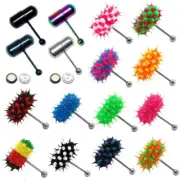 316L Surgical Steel Jewelry Vibrating Silicone Tongue Ring Bar Stud +2 Batteries