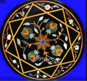 Black Marble Coffee Table Top Gemstone Inlay Work Kitchen Side Table for Home