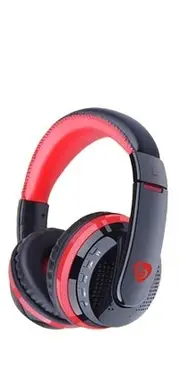 Over Ear Bluetooth Headphone Wireless Headset HiFi Bass Support Radio Micro SD Card AUX Play Handsfree Microphone (Red)