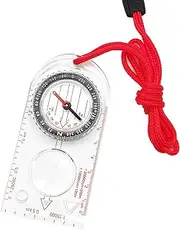 BlingKingdom Multifunctional Waterproof Navigation Compass Map Ruler Magnifier for Explorer Hiking Map Reading and Navigation with Adjustable Lanyard