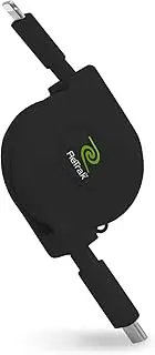 ReTrak Premier Series Retractable Lightning to USB-C Charge and Sync Cable, 18W High Speed Charging Lightning to Type C Charger for iPhone 13s, AirPods Pro, 2.6ft, Black, 2.6 Feet (ETLTCBLK)