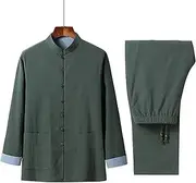 [Generic] Men Shirts Traditional Tang Suit Long Sleeve Tai Chi Kung Fu Shirt,Chinese Tang Suit Spring and Autumn Retro Men Double-Sided Wear Jacket