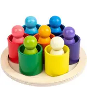Nevenka Matching Sorting Stacking Cups Waldorf Rainbow Color Wooden Montessori Toy