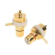 2 Pcs CMC Gold Plated RCA Female Phono Panel Mount Chassis Connector