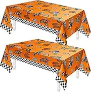 Dirt Bike Birthday Party Decorations Tablecloths Dirt Bike Table Covers Checkered Racing Motorcycle Theme Party TableCovers Disposable Table Cover Moto Party Favors Party Supplies (2 Pieces)
