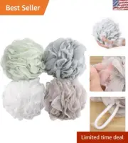 Luxurious 4-Pack Bath Sponge Shower Loofahs - Gentle Exfoliating Pouf