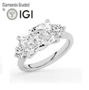 Radiant Solitaire Labgrown Diamond Trilogy Ring Platinum 5.60 Ct F VS1