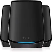 [NETGEAR] Orbi Tri-Band WiFi 6 Mesh System (RBK863SB) – Router + 2 Satellite Extenders, Security Features, Up to 6 Gbps, Covers up to 560 sq. m., 100 Devices, 10 Gig Internet Port, Black