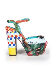 Patchwork Floral Platform Sandals