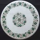 Marble Coffee Table Top Malachite Stone Inlay Work End table for Balcony