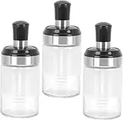 VERDANVERSE 3pcs Honey Dispenser with Integrated Spoon Lid Spice Jars for Honey Oil and Seasoning Essential Kitchen Canister for Easy Access and Precise Measurement