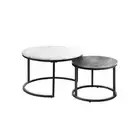 Set of 2 Coffee Table Round Nesting White & Grey