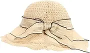 [WRITWAA] 1pc Sun Visor Netting Sombrero Women Sun Visor Outdoor Hat Sunhats Hats Bonnets for Women Foldable Straw Caps Beach Bucket Cap Beach Fan Solar Trucker Sombrero Ribbon Beige