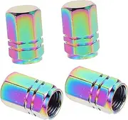 ELAYARD 4Pcs Colorful Hexagonal Tire Valve Stem Caps Leakproof Covers for Cars Motorcycles Bicycles and Trucks Stylish Convenient Design Vibrant Finish for Enhanced