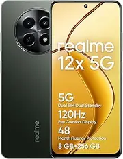 realme 12x 5G Smartphone 8+256 GB, 50MP AI Camera, 5G Dual SIM Dual Standby, TÜV SÜD 48-Month Fluency Protection, 120Hz Eye Comfort Display, 360° NFC, 5000 mAh Battery, Glowing Black
