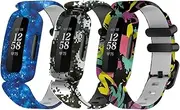 FitTurn Cute Pattern Kids bands Compatible with Fitbit Ace 3 Activity Tracker for Kids 6+, Replacement Adjustable Silicone Sport Strap Wristbands Accessories for Ace 3 Tracker