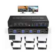 USB 3.0 KVM Switch HDMI Dual Monitors 4 Computers, 4K@60Hz HDMI Dual Monitor ...