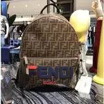 二手FENDI CANVAS BACKPACK FF LOGO 黑色 防水帆布 大款背包 LV 書包 明星款