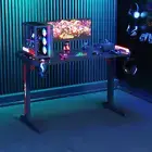Black LED Gaming Desk Carbon Fiber Gamer Computer Deskwith RGB Light, 120Cm