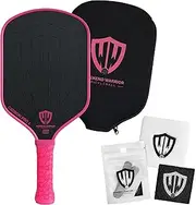 Weekend Warrior Pickleball Paddle - USAPA Approved - T700 Carbon Fiber for Ultimate Spin - Elongated Handle and Shape for Power - Paddle Cover, Paddle Eraser, Lead Tape, Sweatband Included